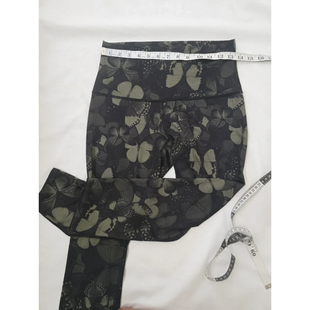 Lululemon Wunder Under Hi-Rise Full-On Luon Biggie Butterfly Green Black Sz 6